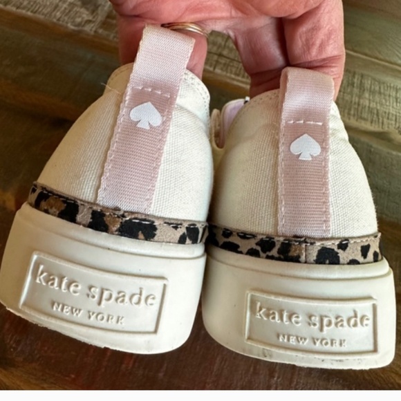 ๐ฅ๐๐KATE Spade! Kaia Leopard Print Trim Canvas Sneakers in cream-NEW!!๐๐๐ฅ - Picture 1 of 16